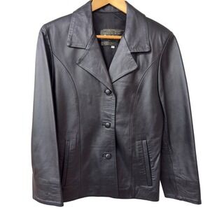 Vera Pelle Leather Blazer Jacket Women's Black Italian Vintage | Size Small |GUC